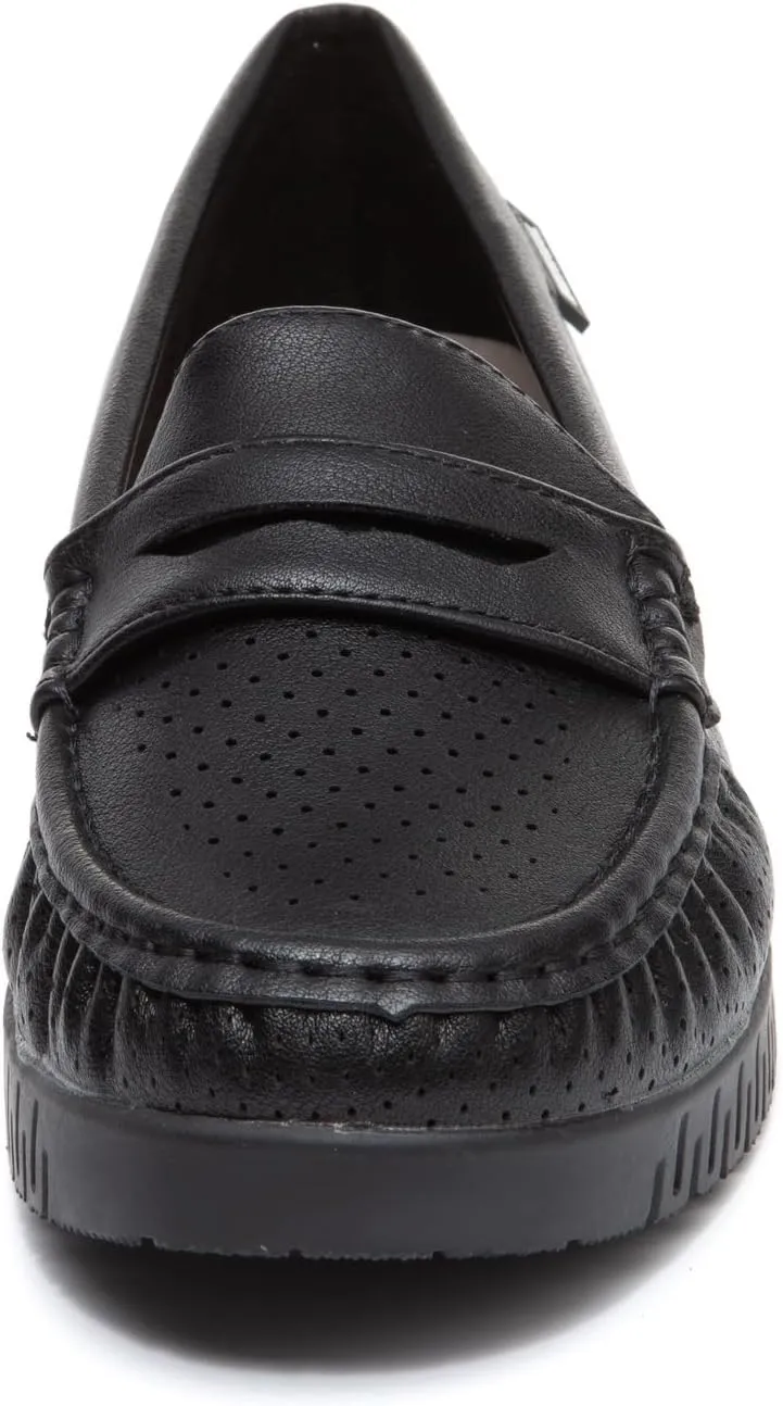 Bernal Loafers for Women Slip On Penny Loafers Hollow Out Breathable Slip On Flat Shoes Work Walking Shoes with Buckle