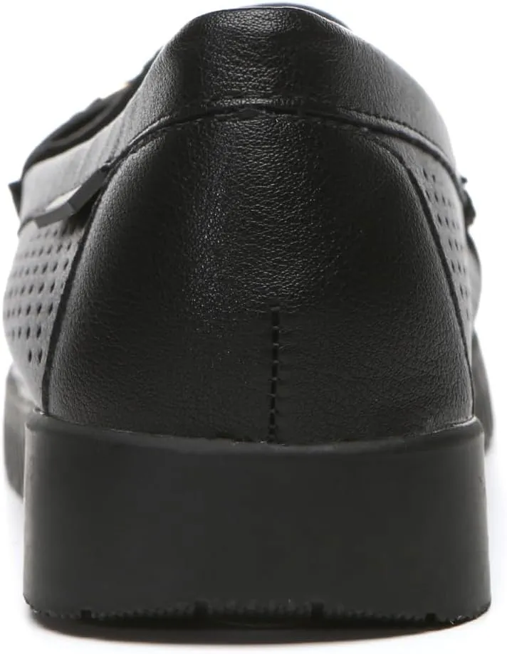 Bernal Loafers for Women Slip On Penny Loafers Hollow Out Breathable Slip On Flat Shoes Work Walking Shoes with Buckle