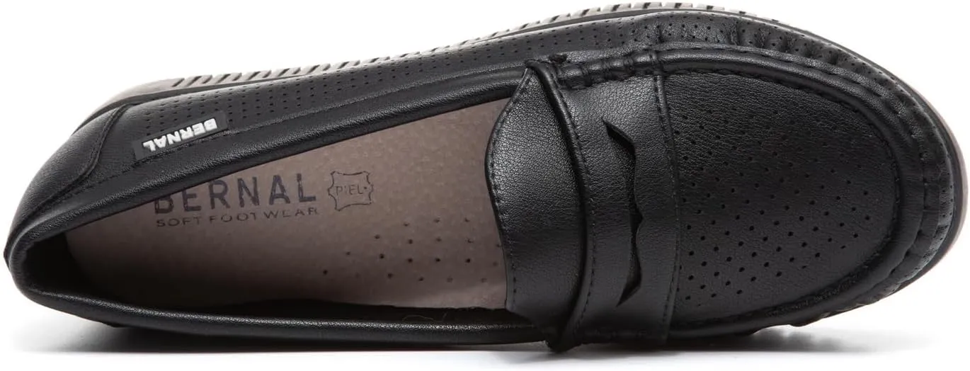 Bernal Loafers for Women Slip On Penny Loafers Hollow Out Breathable Slip On Flat Shoes Work Walking Shoes with Buckle