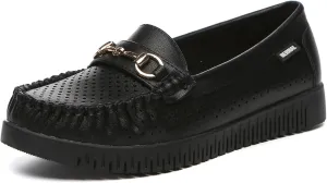 Bernal Loafers for Women Slip On Penny Loafers Hollow Out Breathable Slip On Flat Shoes Work Walking Shoes with Buckle
