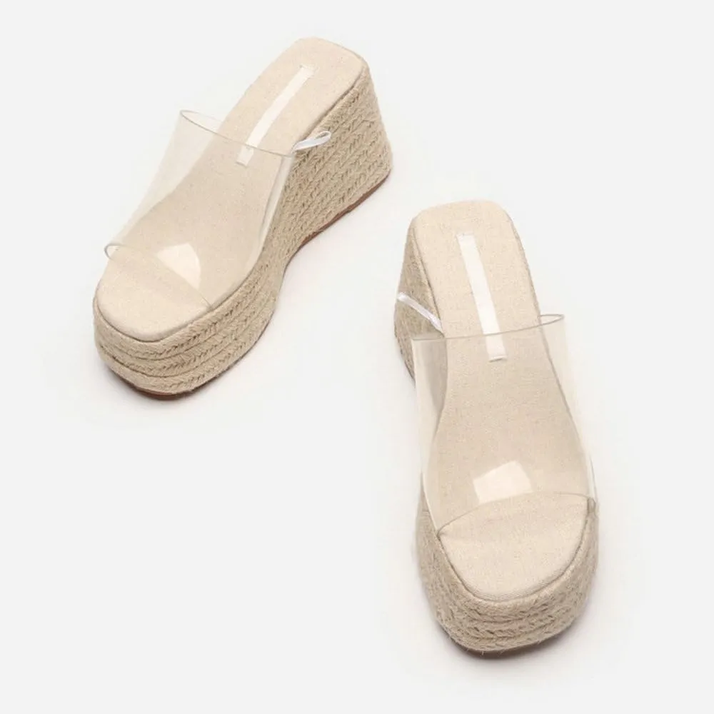 Betastella Womens Platform Espadrilles Wedge Slide Sandals Open Toe Slingback Mules Summer Beach Shoes