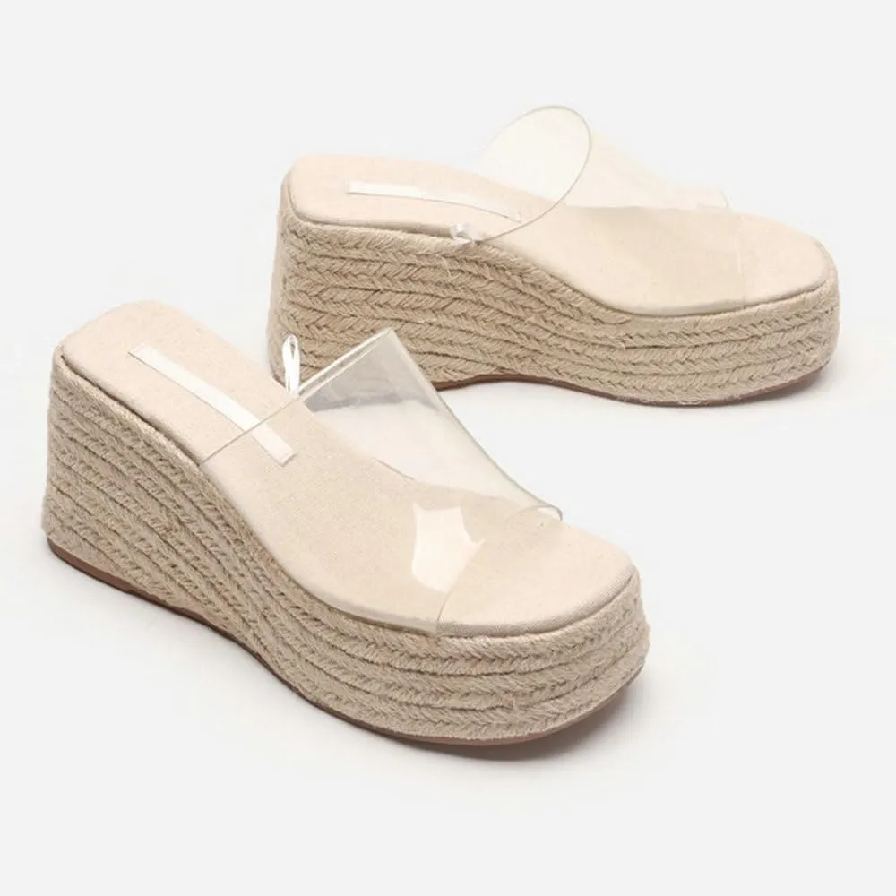 Betastella Womens Platform Espadrilles Wedge Slide Sandals Open Toe Slingback Mules Summer Beach Shoes