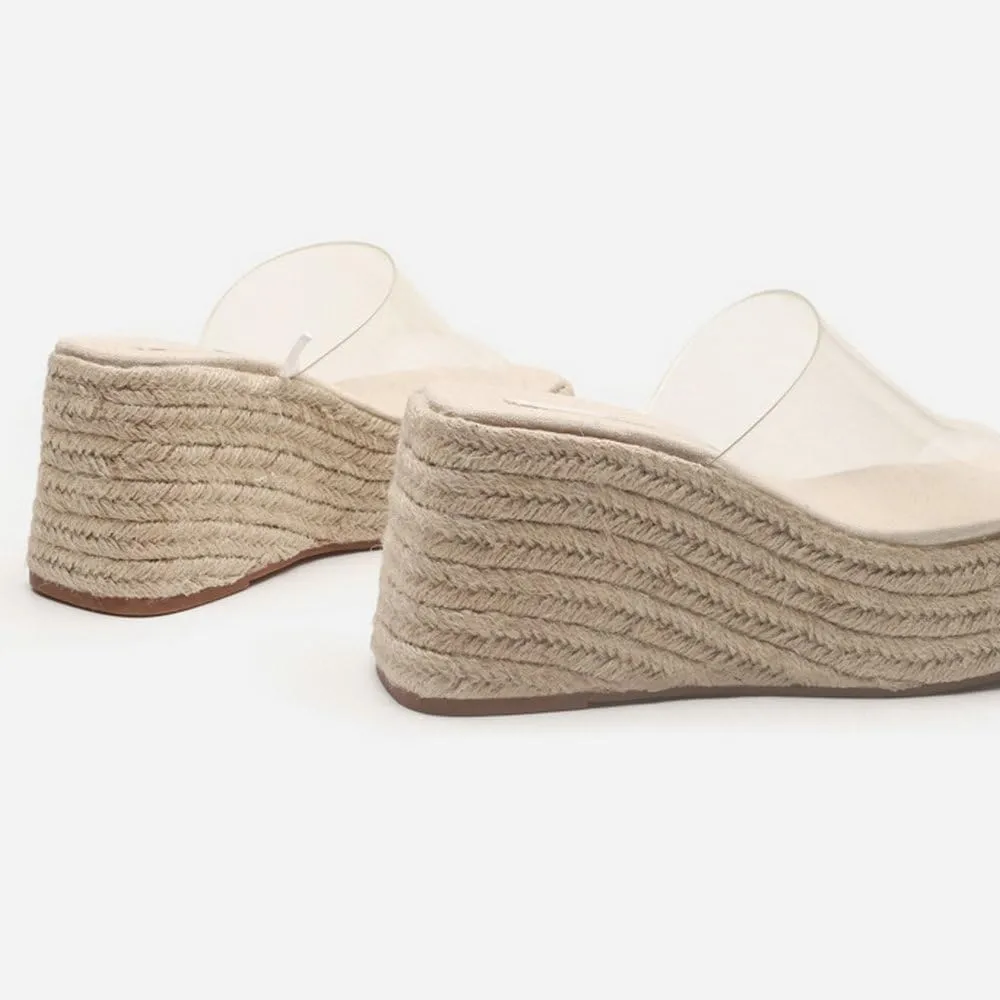 Betastella Womens Platform Espadrilles Wedge Slide Sandals Open Toe Slingback Mules Summer Beach Shoes