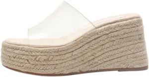 Betastella Womens Platform Espadrilles Wedge Slide Sandals Open Toe Slingback Mules Summer Beach Shoes