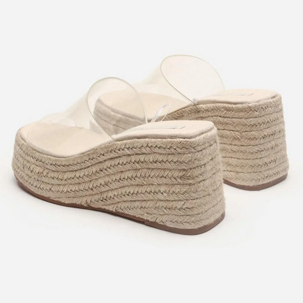 Betastella Womens Platform Espadrilles Wedge Slide Sandals Open Toe Slingback Mules Summer Beach Shoes