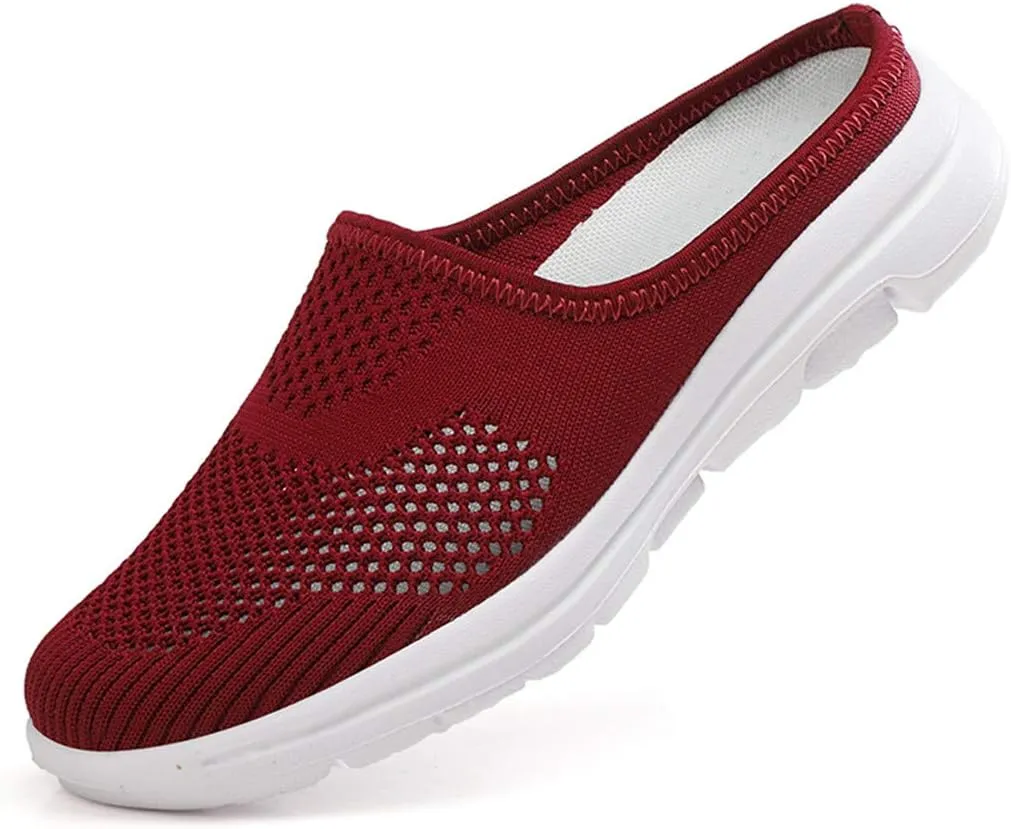 BIFINI Womens Backless Sneakers Mesh Slip-on Mule Shoes Breathable Slippers