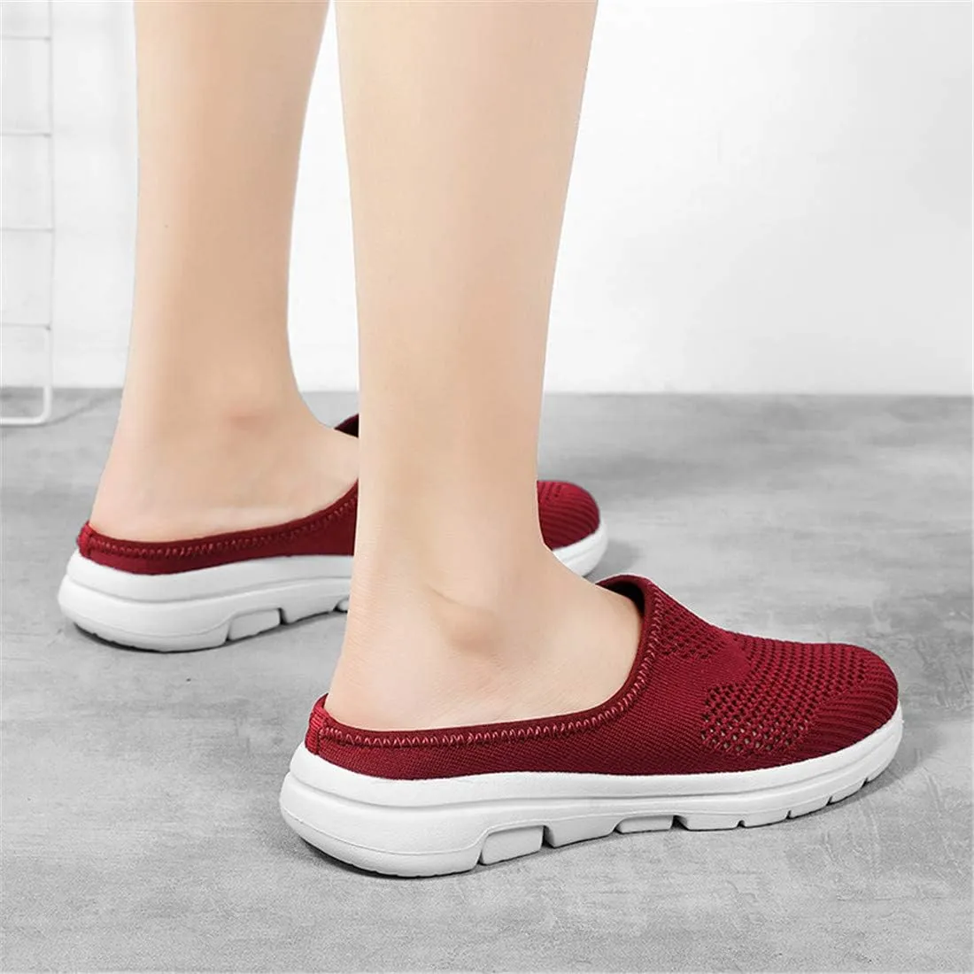 BIFINI Womens Backless Sneakers Mesh Slip-on Mule Shoes Breathable Slippers
