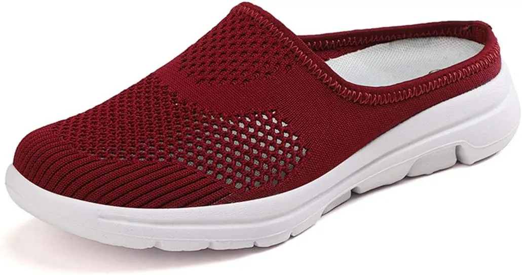 BIFINI Womens Backless Sneakers Mesh Slip-on Mule Shoes Breathable Slippers