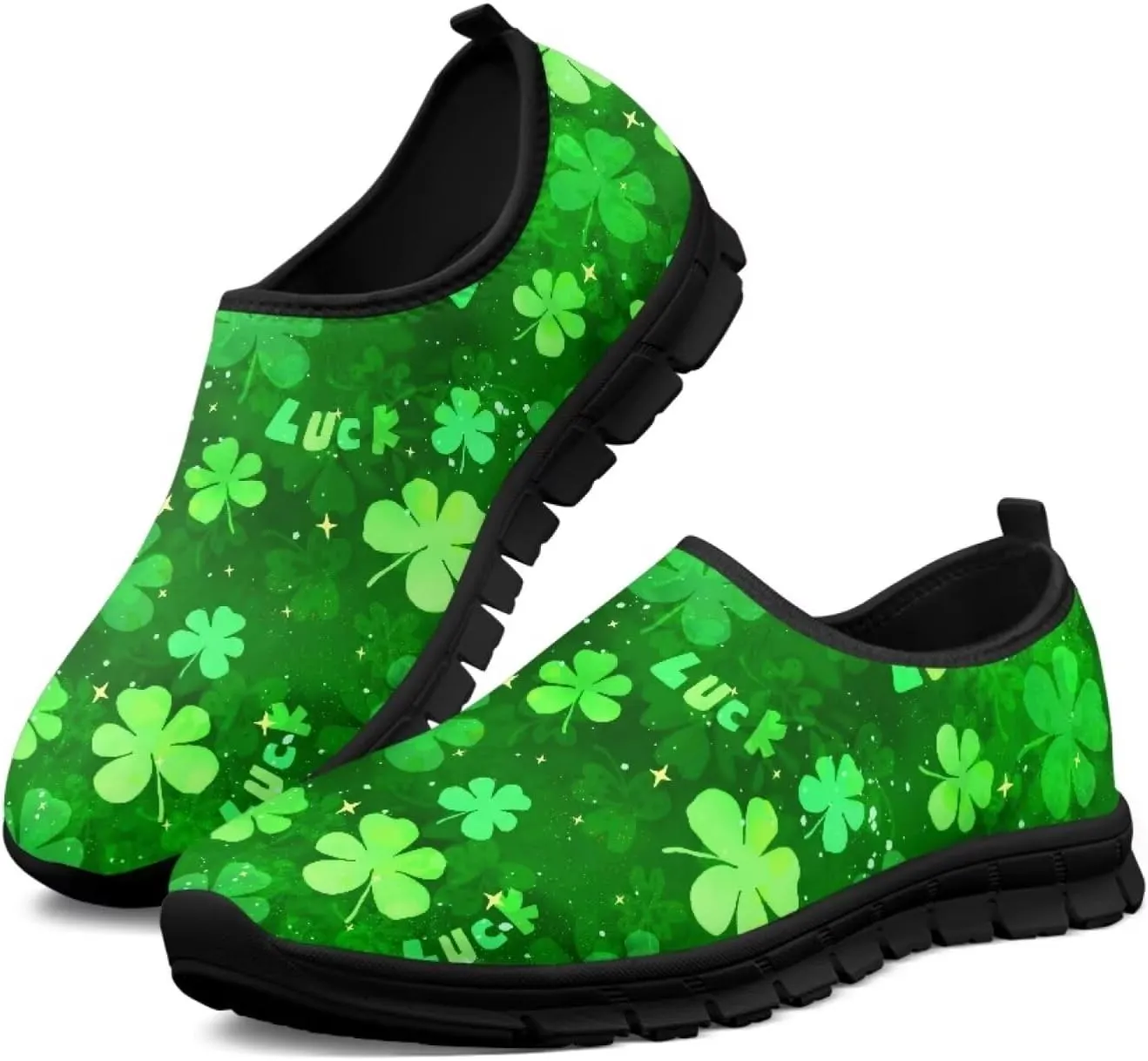 Binienty Womens Slip On Loafer Sneakers Patricks Day Shoes Athletic Tennis Shoes Casual Travel Shoes
