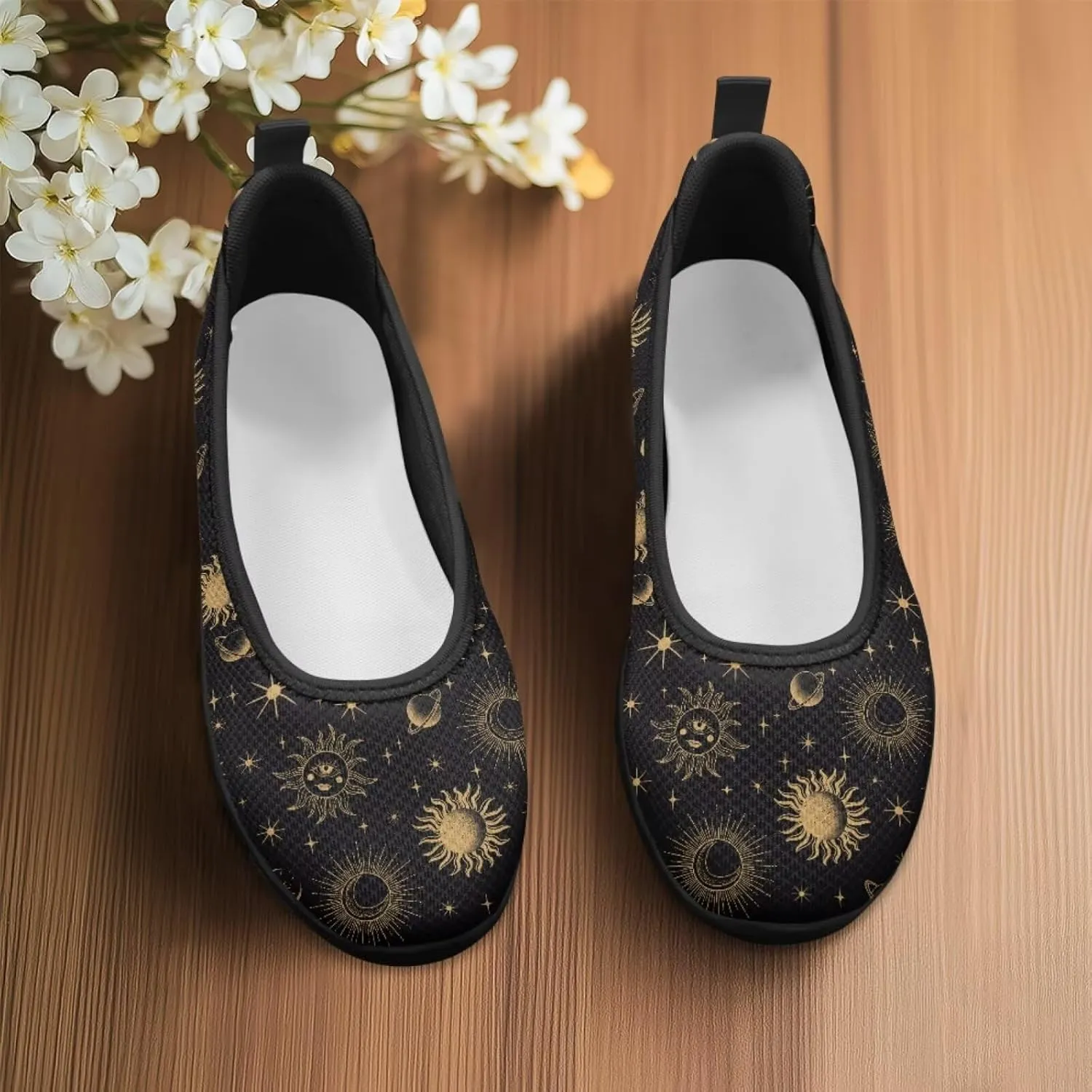 Binienty Women's Slip on Sneaker Shoe Fashion Ballet Loafer Flats Stretch Knit Upper Arch Support Nurse Teacher Shoes