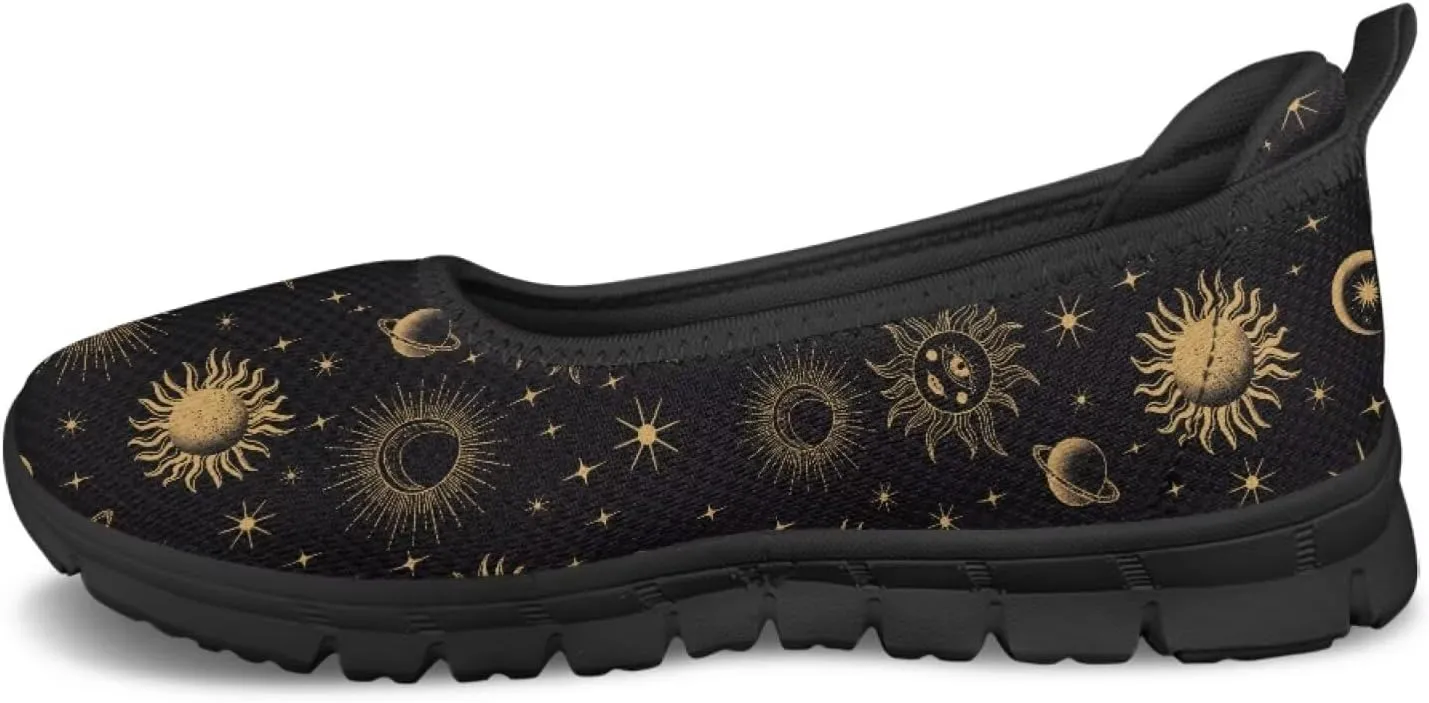 Binienty Women's Slip on Sneaker Shoe Fashion Ballet Loafer Flats Stretch Knit Upper Arch Support Nurse Teacher Shoes