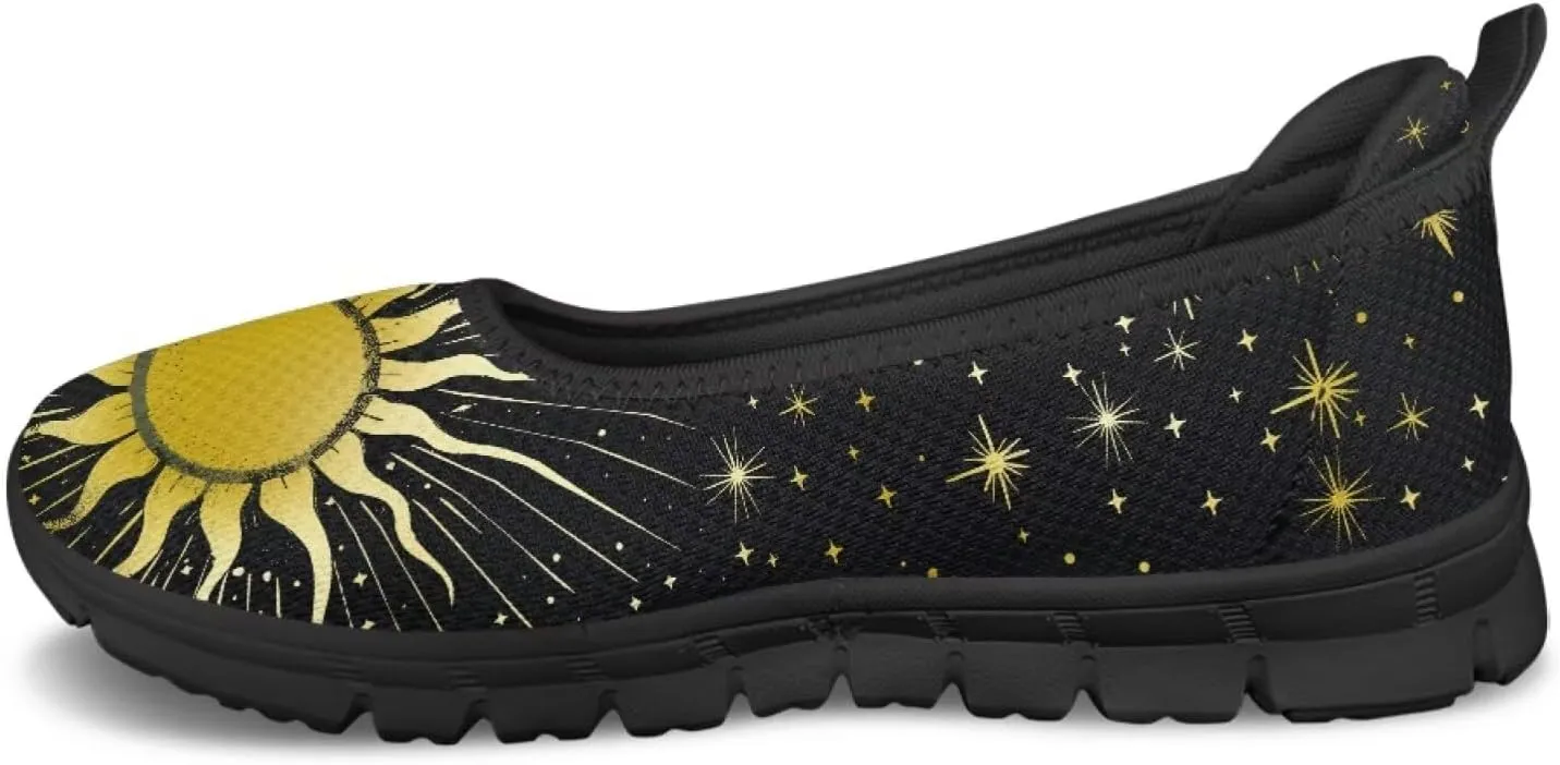 Binienty Women's Slip on Sneaker Shoe Fashion Ballet Loafer Flats Stretch Knit Upper Arch Support Nurse Teacher Shoes