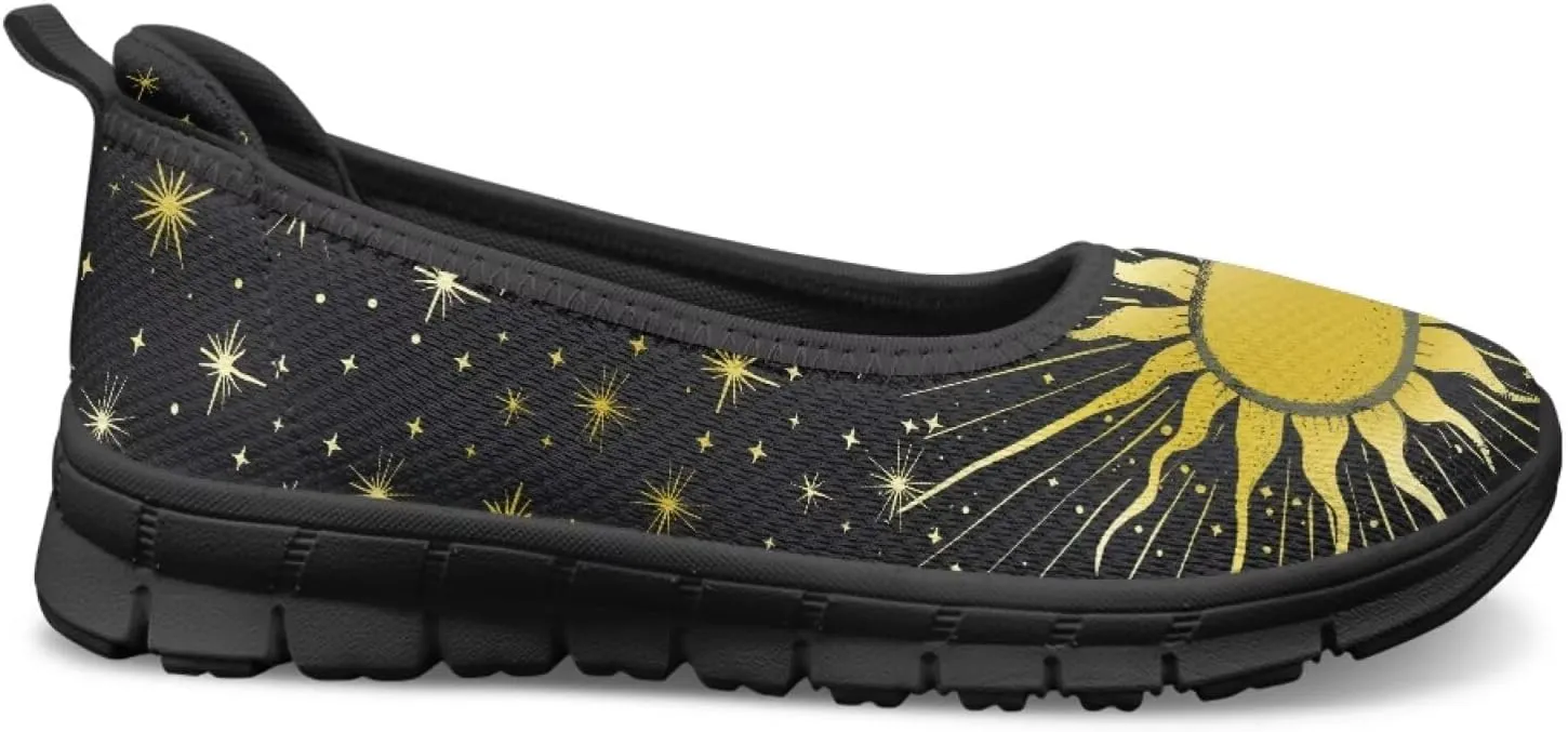 Binienty Women's Slip on Sneaker Shoe Fashion Ballet Loafer Flats Stretch Knit Upper Arch Support Nurse Teacher Shoes