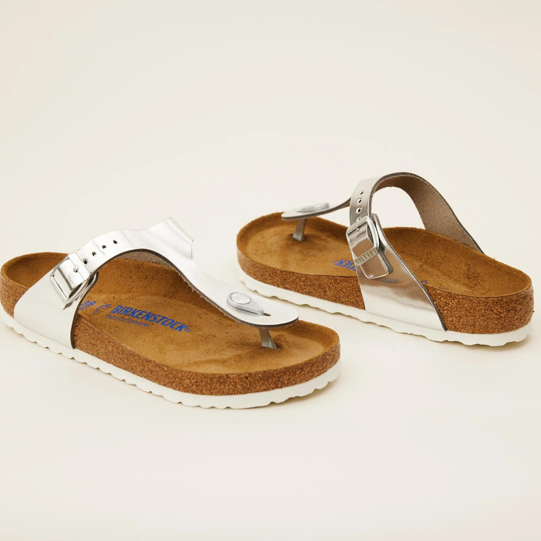 Birkenstock Silver Gizeh Thong Sandals