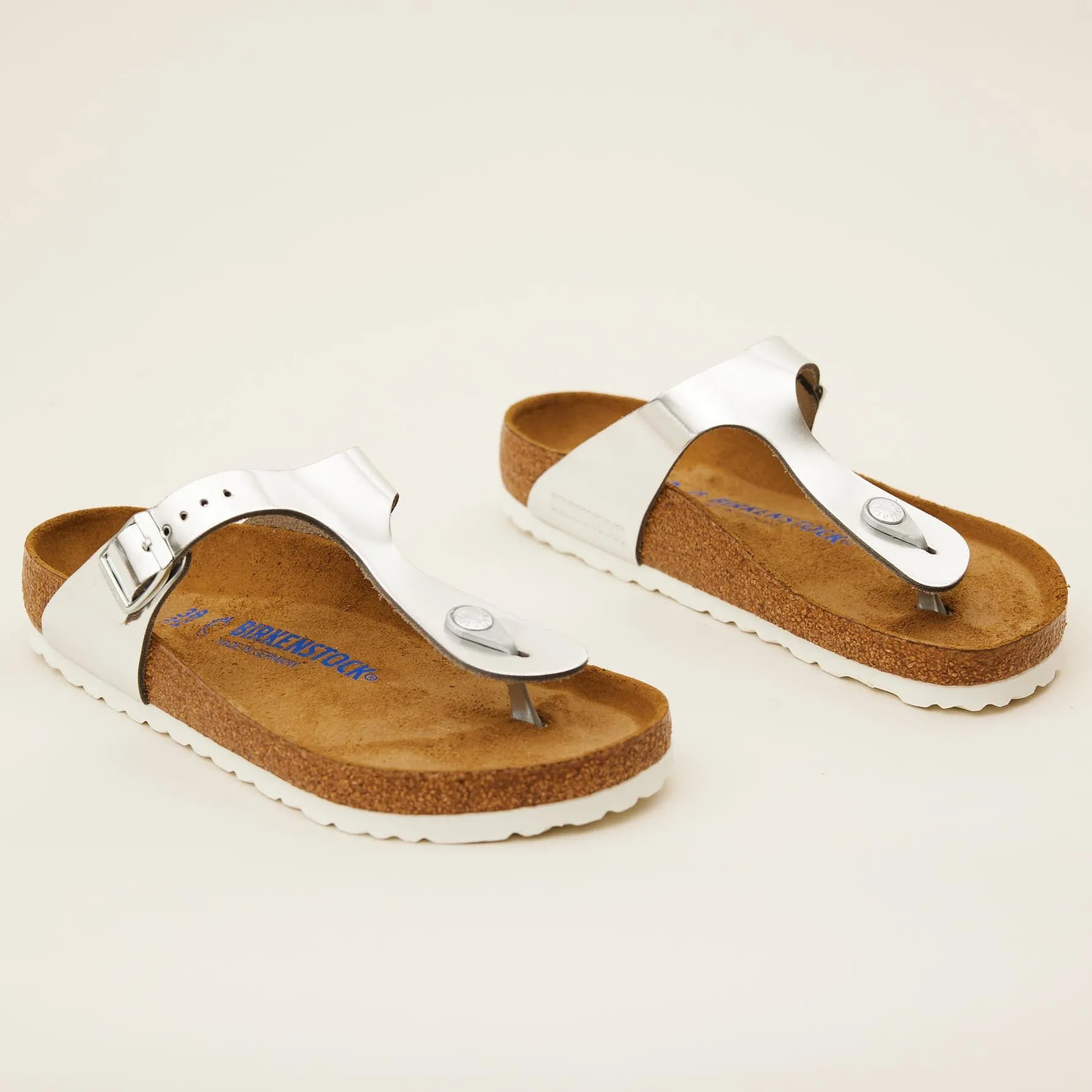 Birkenstock Silver Gizeh Thong Sandals