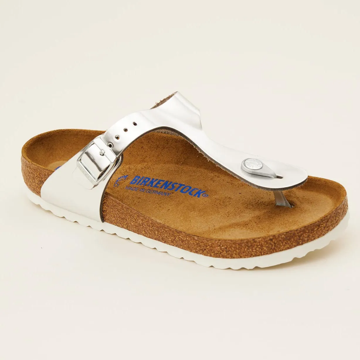 Birkenstock Silver Gizeh Thong Sandals