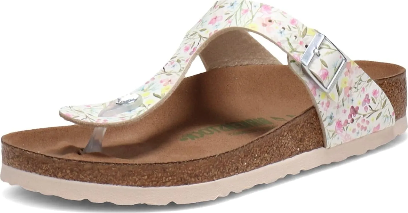 Birkenstock Women's Gizeh Vegan Birko-Flor Watercolor Flower White 37 R