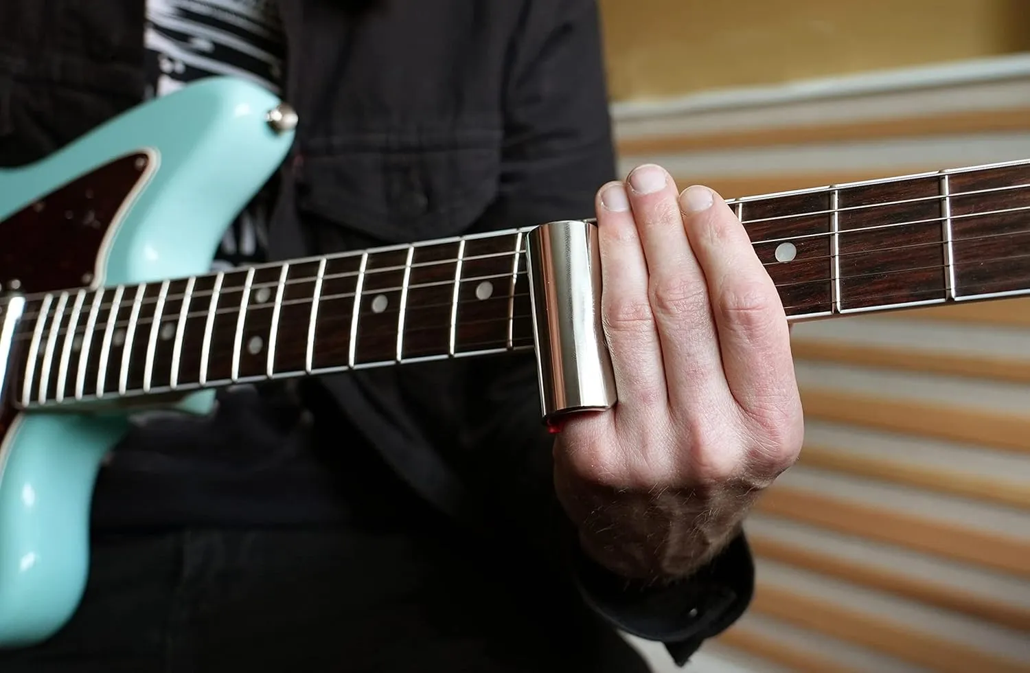 Black Mountain Ultra-Smooth Guitar Slides –Nickle Plated Patented Invention that Adapts to Your Finger, Durable and Comfortable Guitar Slider, Full Sized Slide with Spring-Arm Attachment - (Regular)