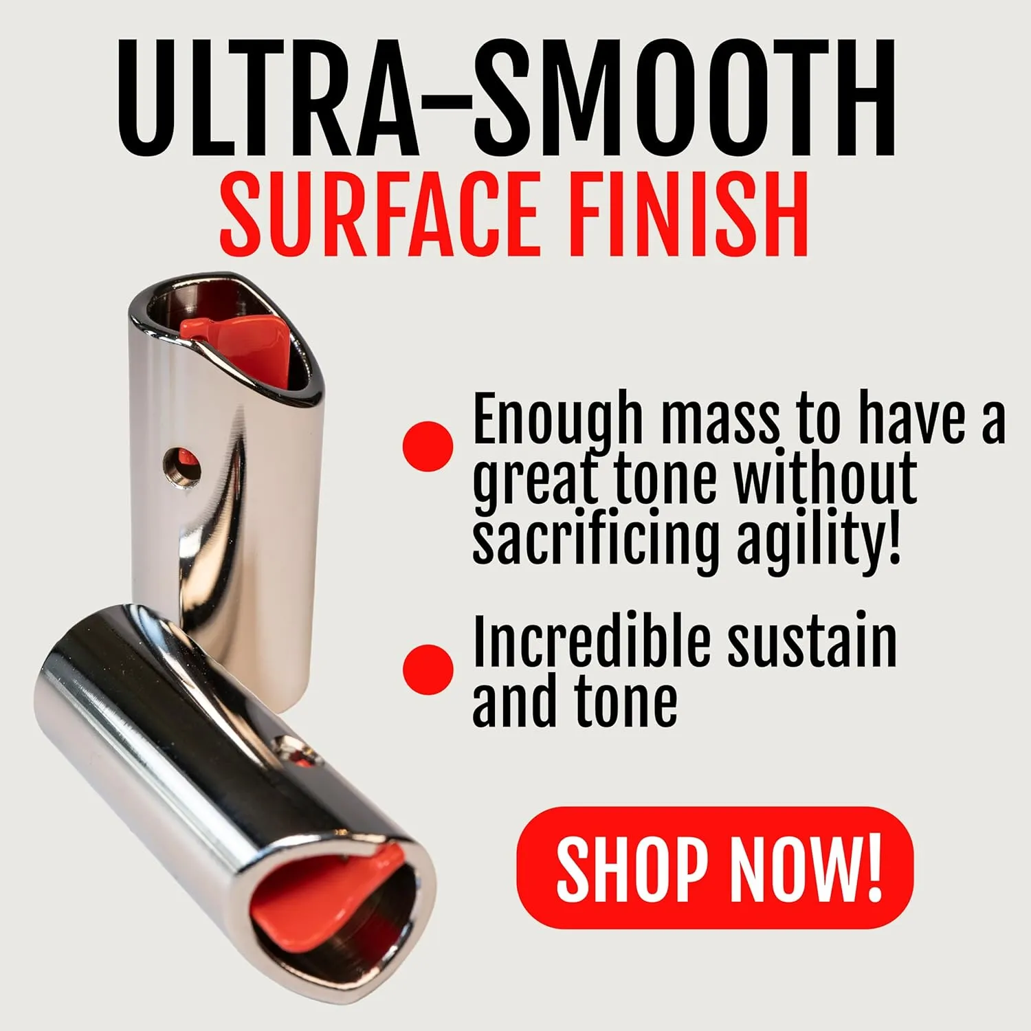 Black Mountain Ultra-Smooth Guitar Slides –Nickle Plated Patented Invention that Adapts to Your Finger, Durable and Comfortable Guitar Slider, Full Sized Slide with Spring-Arm Attachment - (Regular)