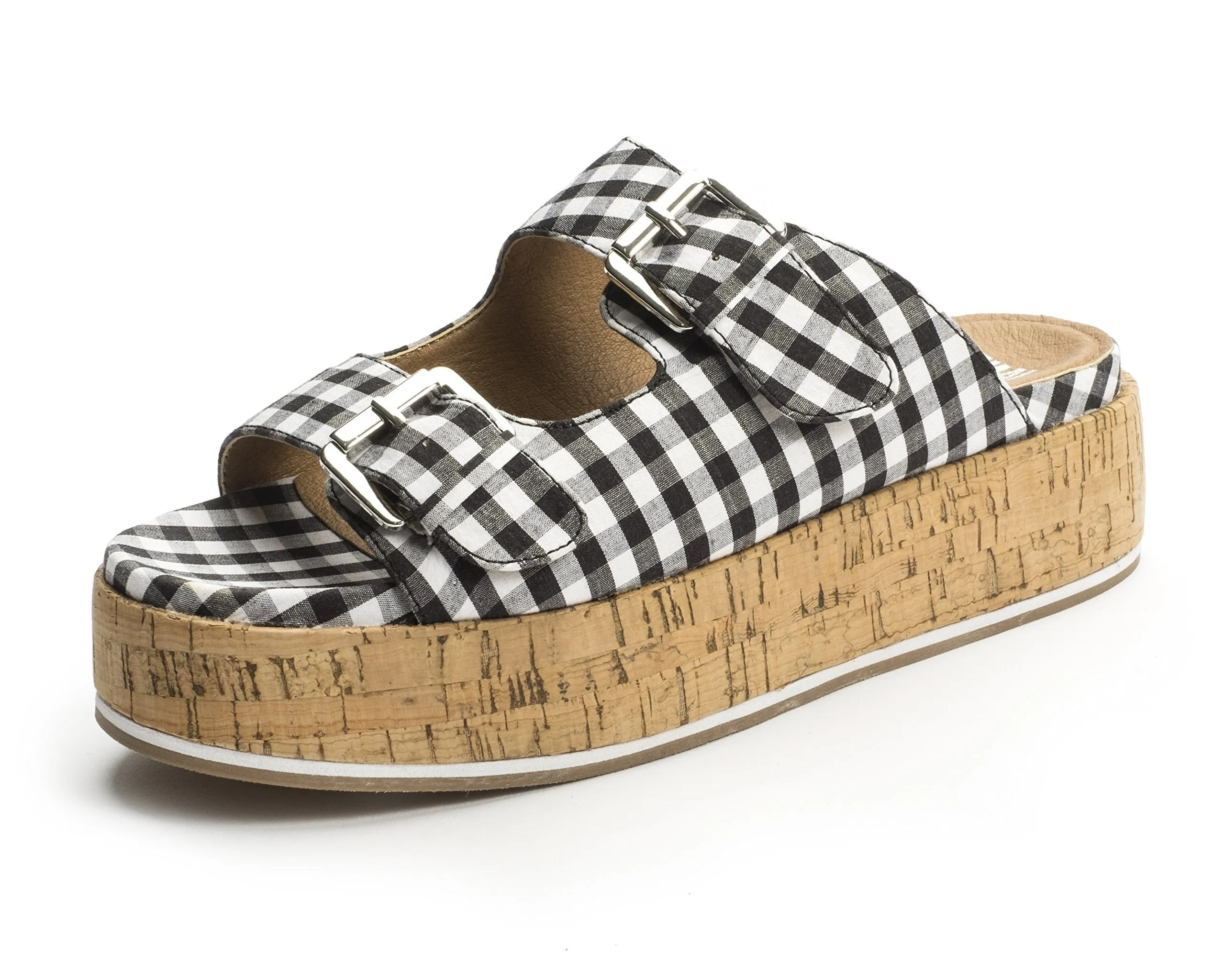 Black the Jane Fast shipping Women's 2 Bundle deal On Jordan Slip and Shoe Gingham Sandals Platform Buckle