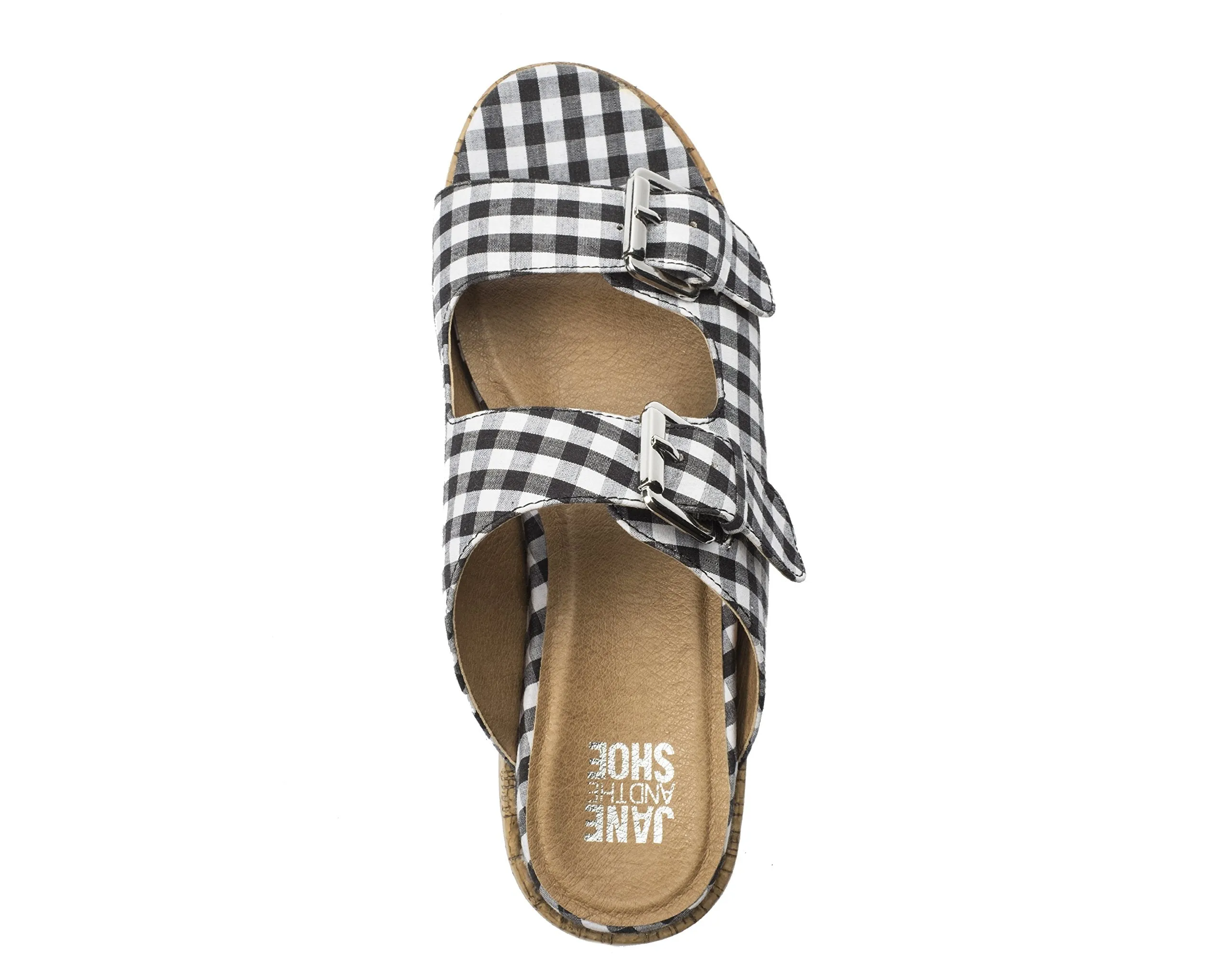 Black the Jane Fast shipping Women's 2 Bundle deal On Jordan Slip and Shoe Gingham Sandals Platform Buckle