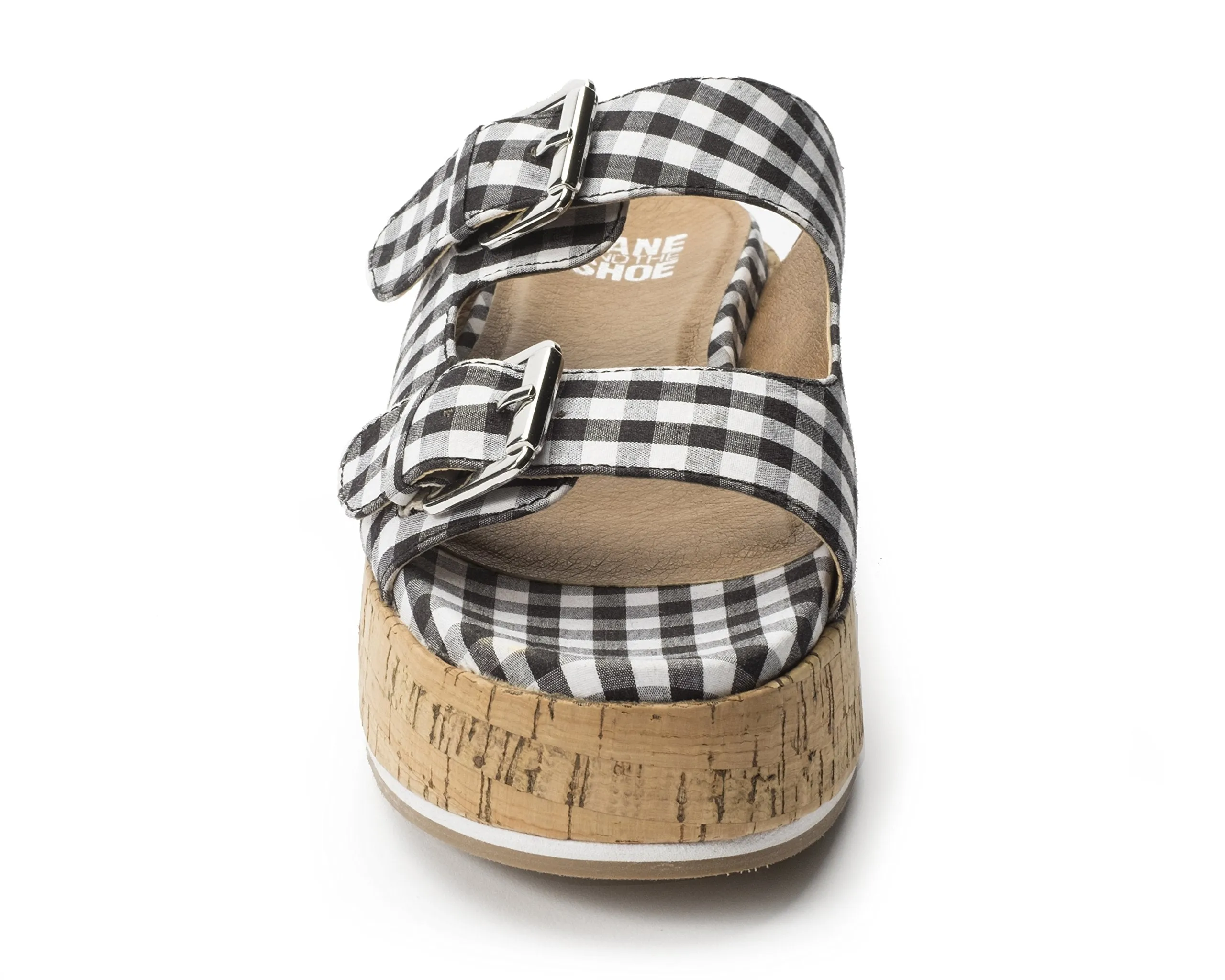 Black the Jane Fast shipping Women's 2 Bundle deal On Jordan Slip and Shoe Gingham Sandals Platform Buckle