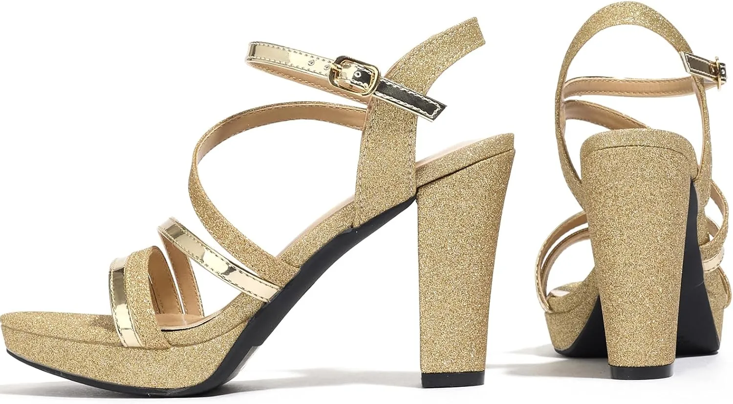 Block Heeled Platform Sandals Chunky Open Toe Shoes for Women