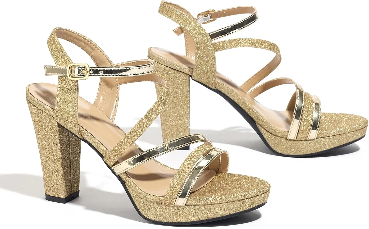 Block Heeled Platform Sandals Chunky Open Toe Shoes for Women
