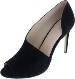 botkier Womens Black Asymmetrical Padded Adelia Peep Toe Stiletto Slip On Leather Dress Pumps Shoes 10 M