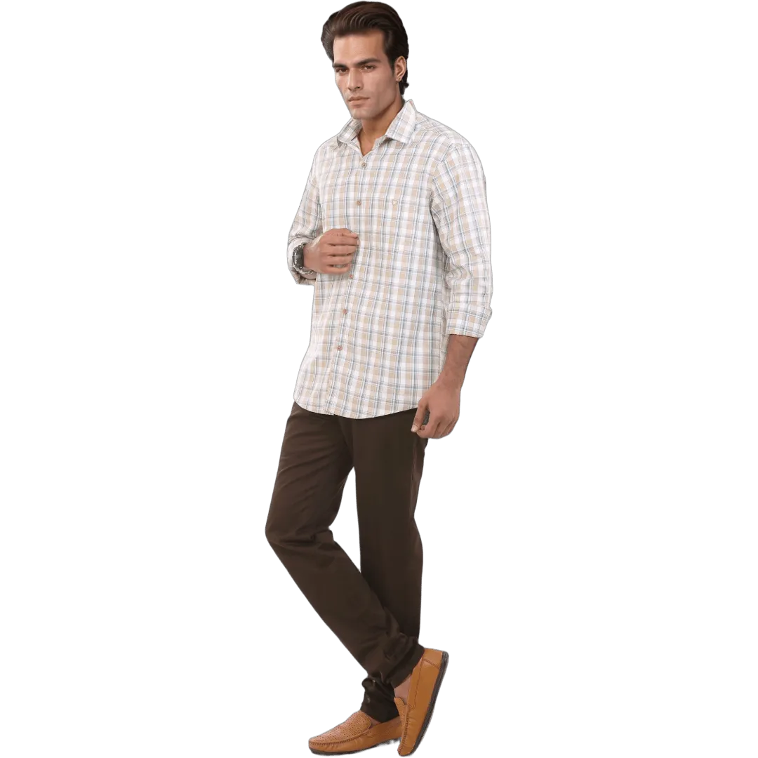 Botticelli Men Light Sandal Check Shirt - Full Sleeve Cotton Shirts (4194)