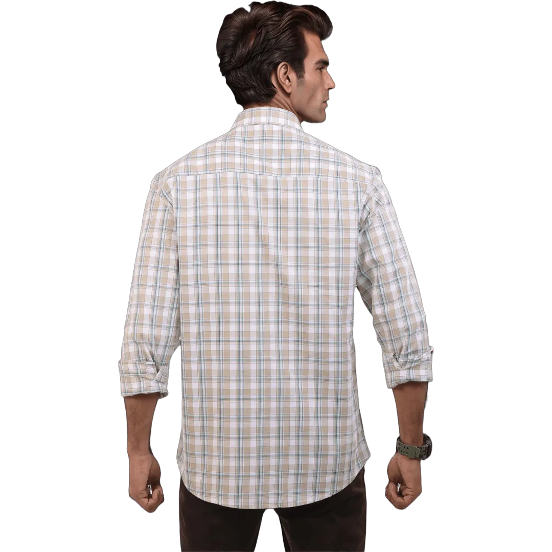 Botticelli Men Light Sandal Check Shirt - Full Sleeve Cotton Shirts (4194)