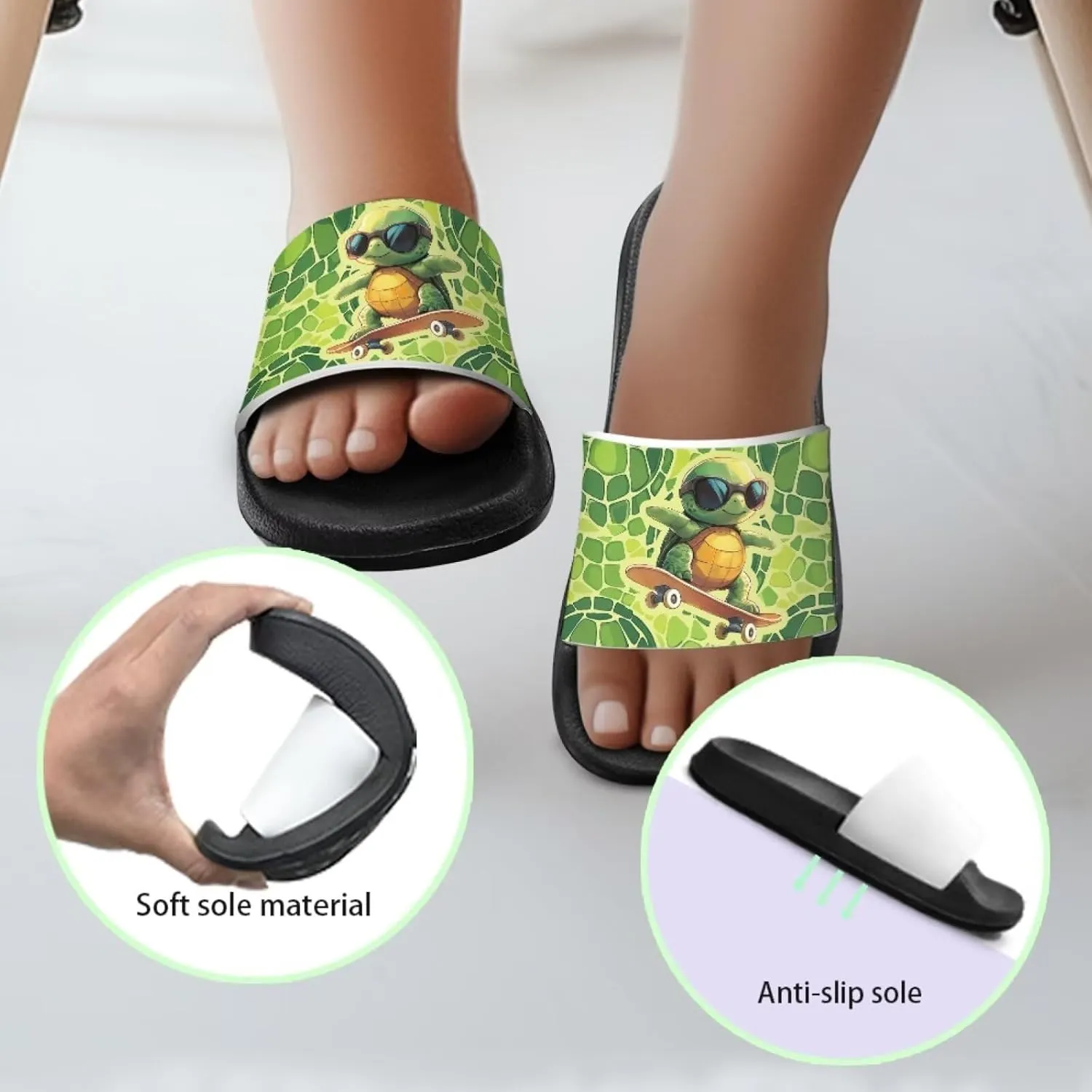 Boys Girls Slip On Slippers Cartoon Open Toe Design Comfortable Living Room Sandals for Beach Days Funny