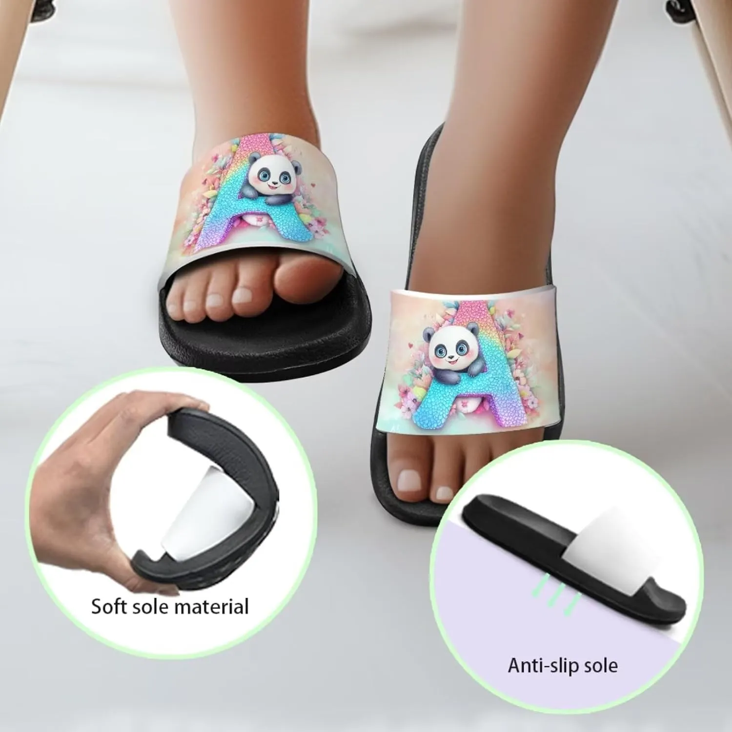 Boys Slip On Sandals Kids Slides Unisex Slides Boys Comfortable Slippers Non-slip Shower Shoes House Fashion Thick for Indoor & Outdoor Gifts