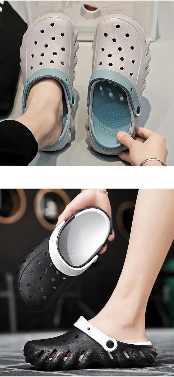 Breathable Hollow Design Men's Garden Clogs - Comfortable Slip-On Couple Beach Shoes Anti-Slip