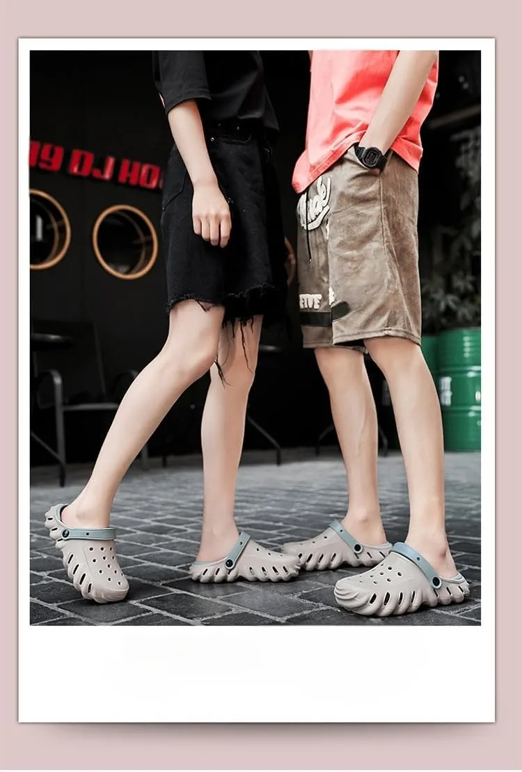 Breathable Hollow Design Men's Garden Clogs - Comfortable Slip-On Couple Beach Shoes Anti-Slip