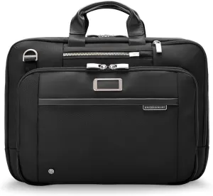 Briggs & Riley Large Expandable Briefcase - Laptop Bag for Work & Travel, Briefcases for Men & Women, Includes Shoulder Strap, Self-Repairing Zipper, Fits up to 17" Computer - @work Collection, Black