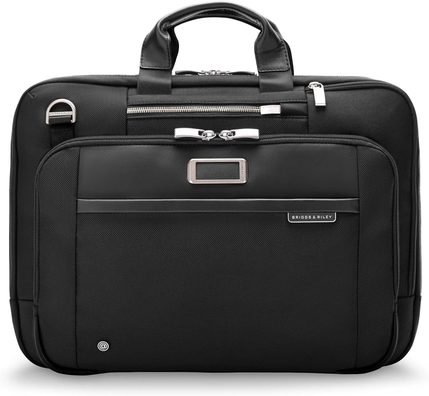 Briggs & Riley Large Expandable Briefcase - Laptop Bag for Work & Travel, Briefcases for Men & Women, Includes Shoulder Strap, Self-Repairing Zipper, Fits up to 17" Computer - @work Collection, Black