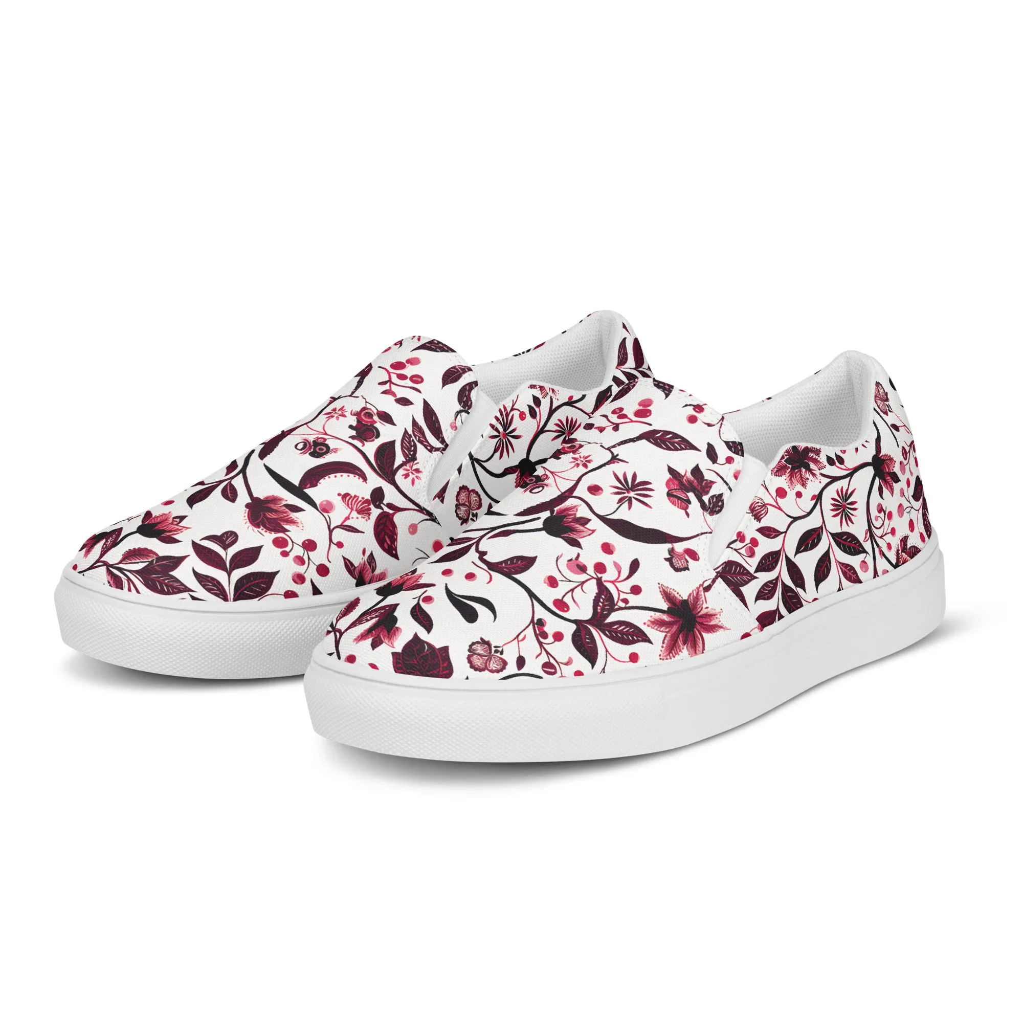 Burgundy Flower slip-on shoes