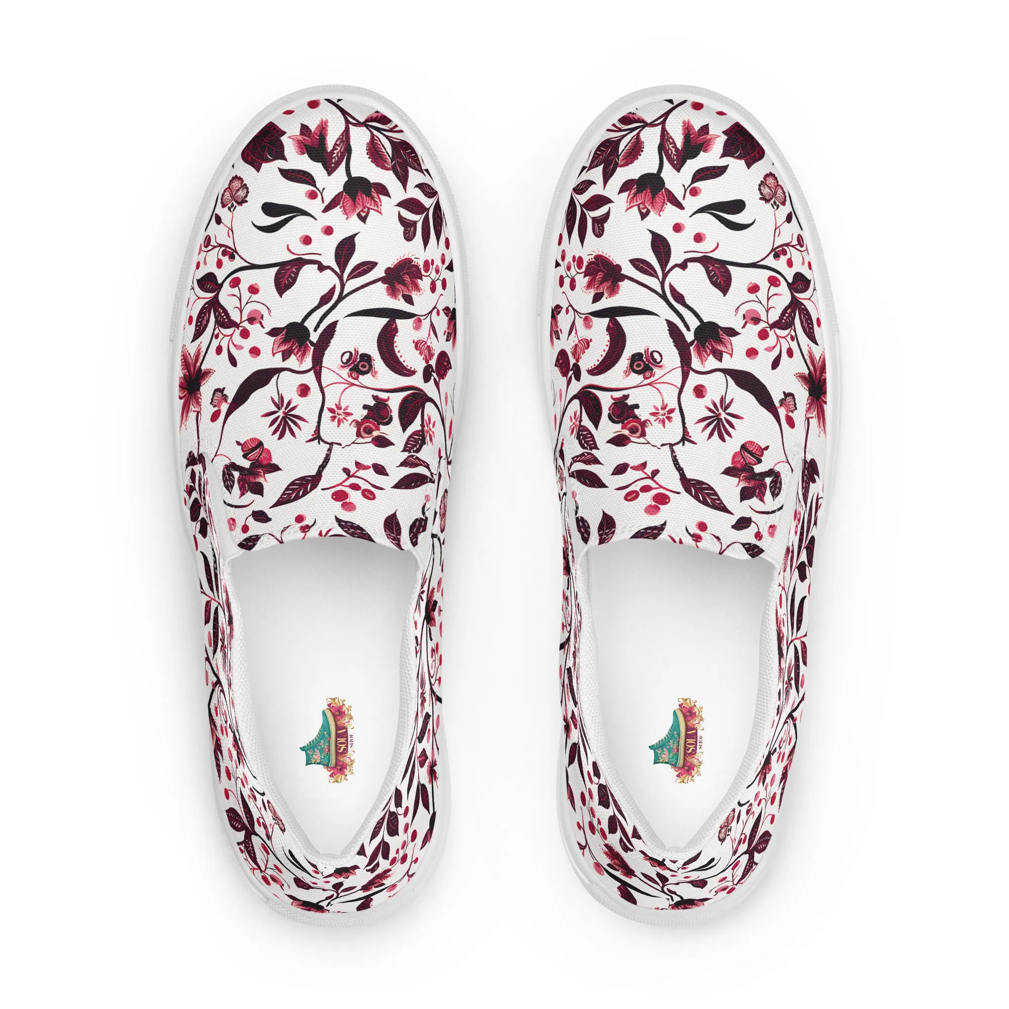 Burgundy Flower slip-on shoes