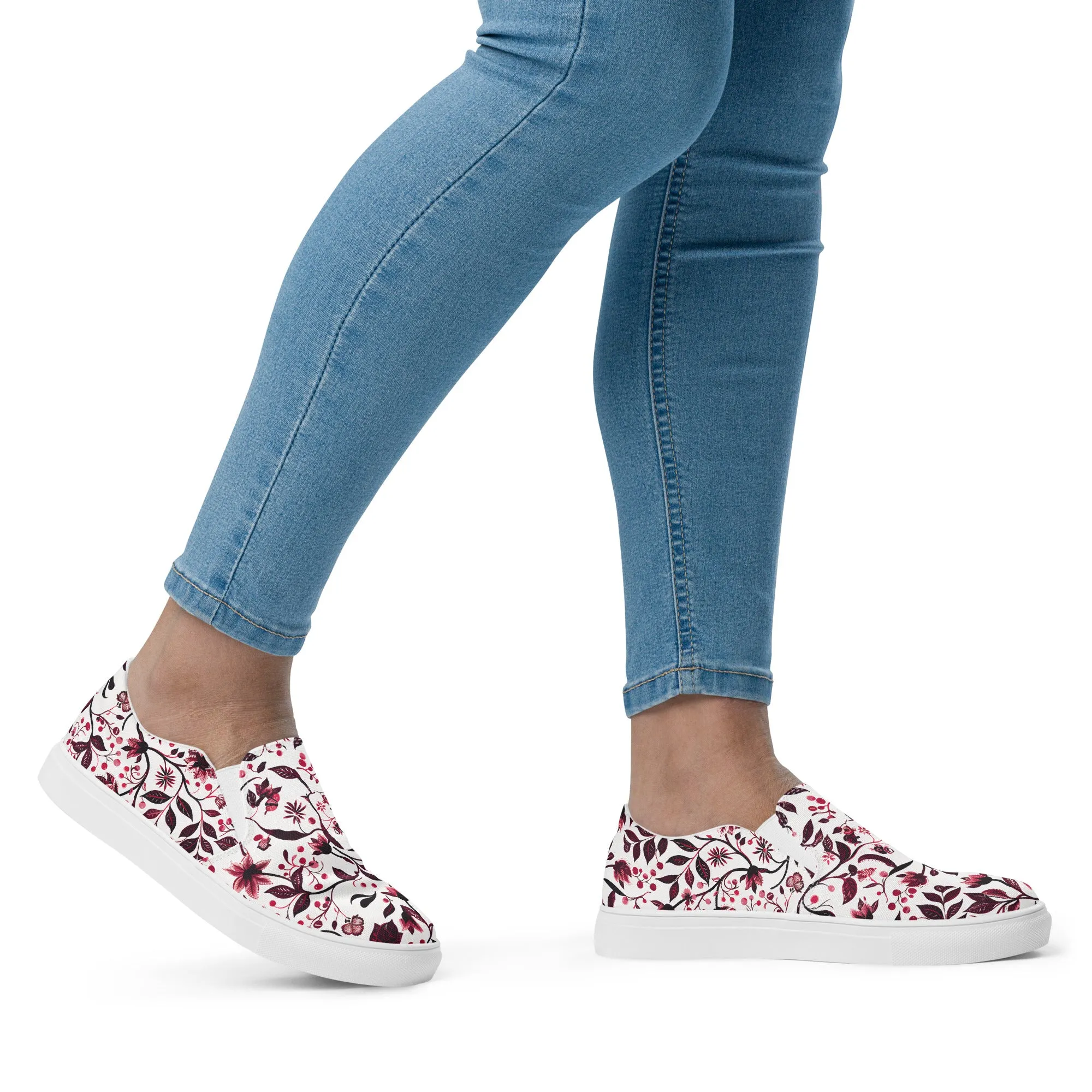 Burgundy Flower slip-on shoes