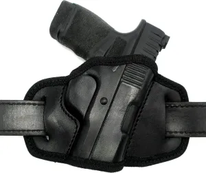 by CEBECI Right Hand Black Leather Front-Molded Open Top Quick Draw OWB Belt Holster for Springfield Armory Hellcat 3"