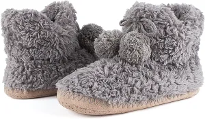 Cable Knit House Slippers for Women Indoor, Sherpa Fleece Lined Soft Loafer Shoes, Winter Warm Fluffy Bedroom Fuzzy Socks Non-slip Grippers, Cozy Gifts Unique
