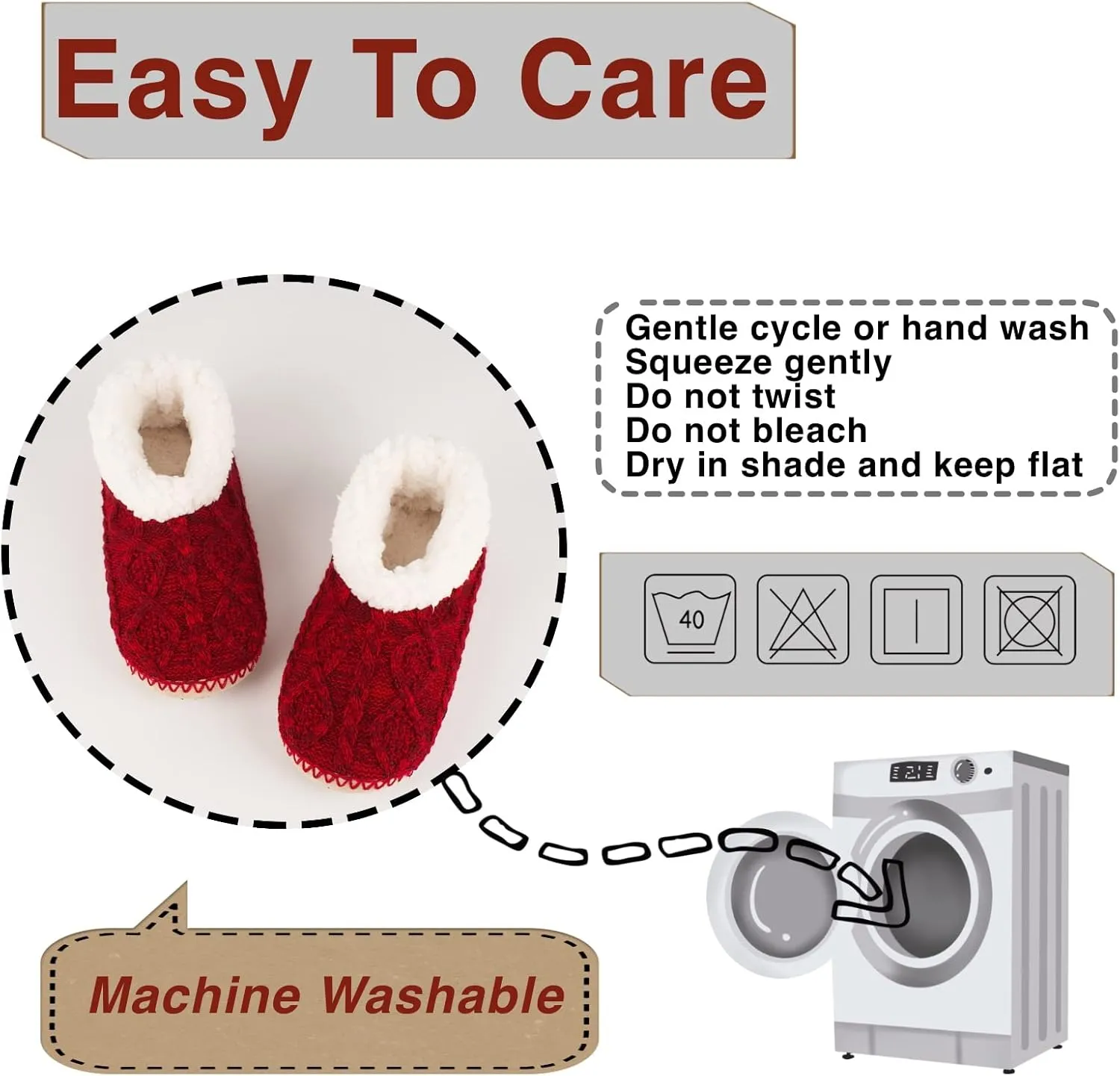 Cable Knit House Slippers for Women Indoor, Sherpa Fleece Lined Soft Loafer Shoes, Winter Warm Fluffy Bedroom Fuzzy Socks Non-slip Grippers, Cozy Gifts Unique