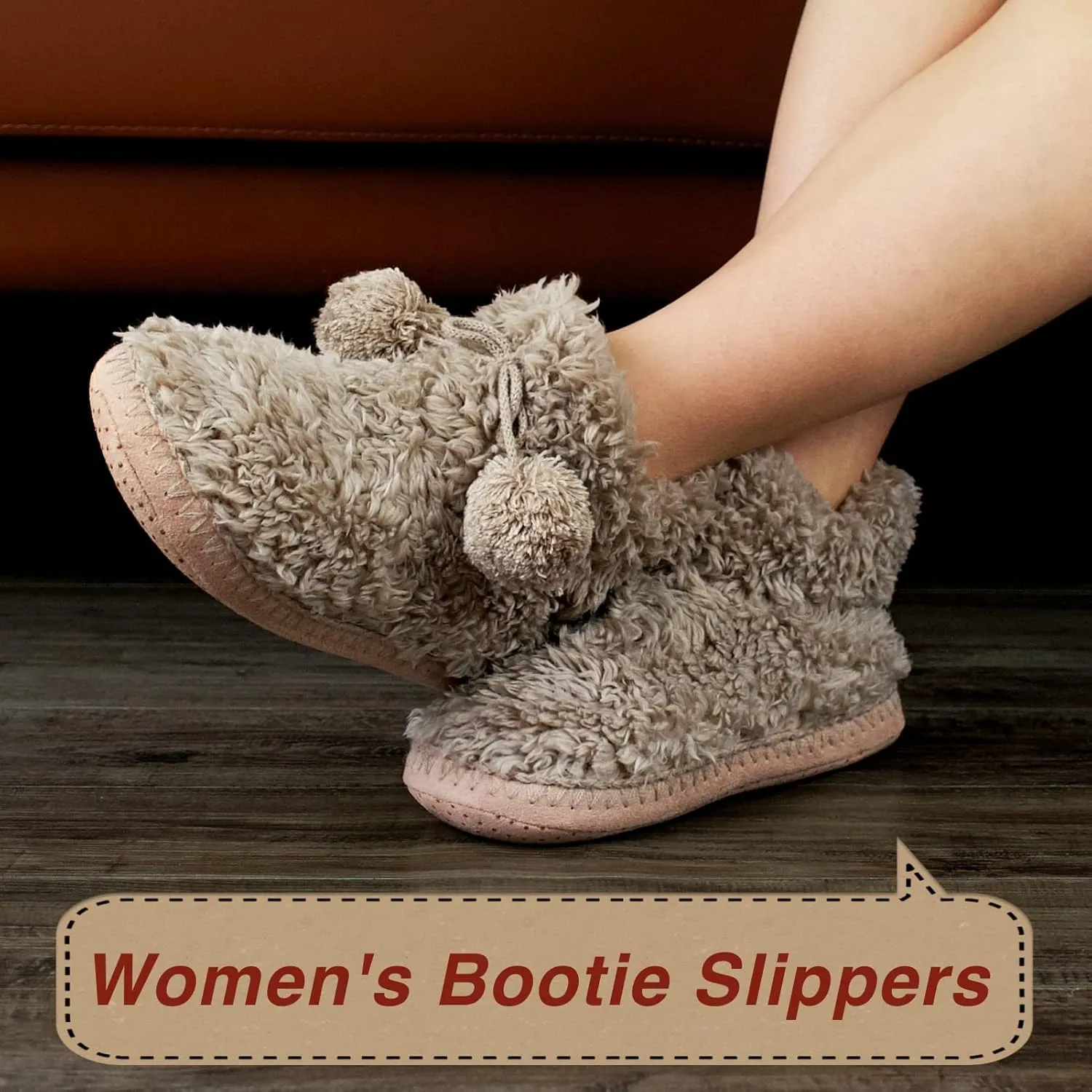 Cable Knit House Slippers for Women Indoor, Sherpa Fleece Lined Soft Loafer Shoes, Winter Warm Fluffy Bedroom Fuzzy Socks Non-slip Grippers, Cozy Gifts Unique