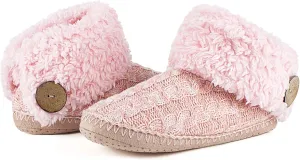 Cable Knit House Slippers for Women Indoor, Sherpa Fleece Lined Soft Loafer Shoes, Winter Warm Fluffy Bedroom Fuzzy Socks Non-slip Grippers, Cozy Gifts Unique