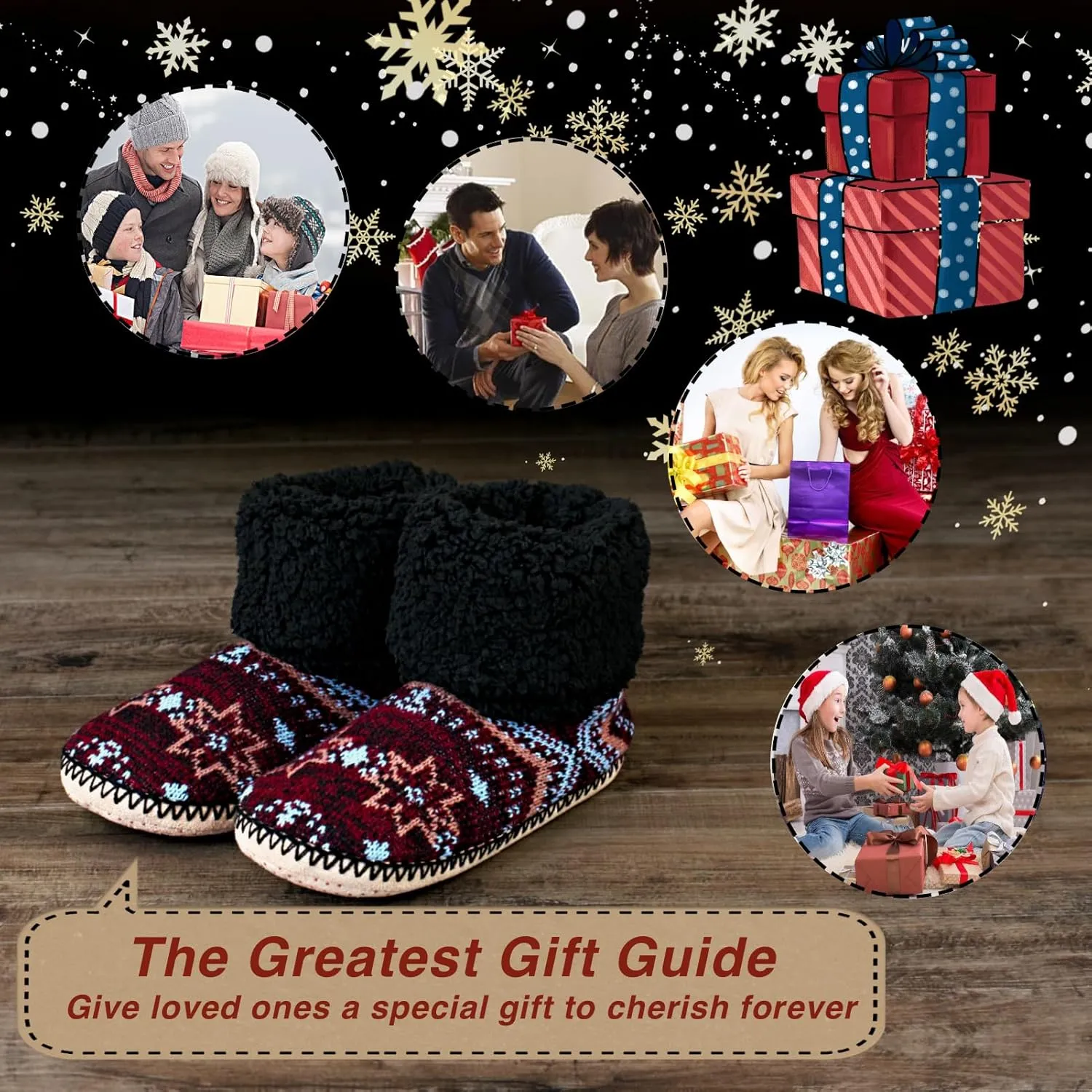 Cable Knit House Slippers for Women Indoor, Sherpa Fleece Lined Soft Loafer Shoes, Winter Warm Fluffy Bedroom Fuzzy Socks Non-slip Grippers, Cozy Gifts Unique