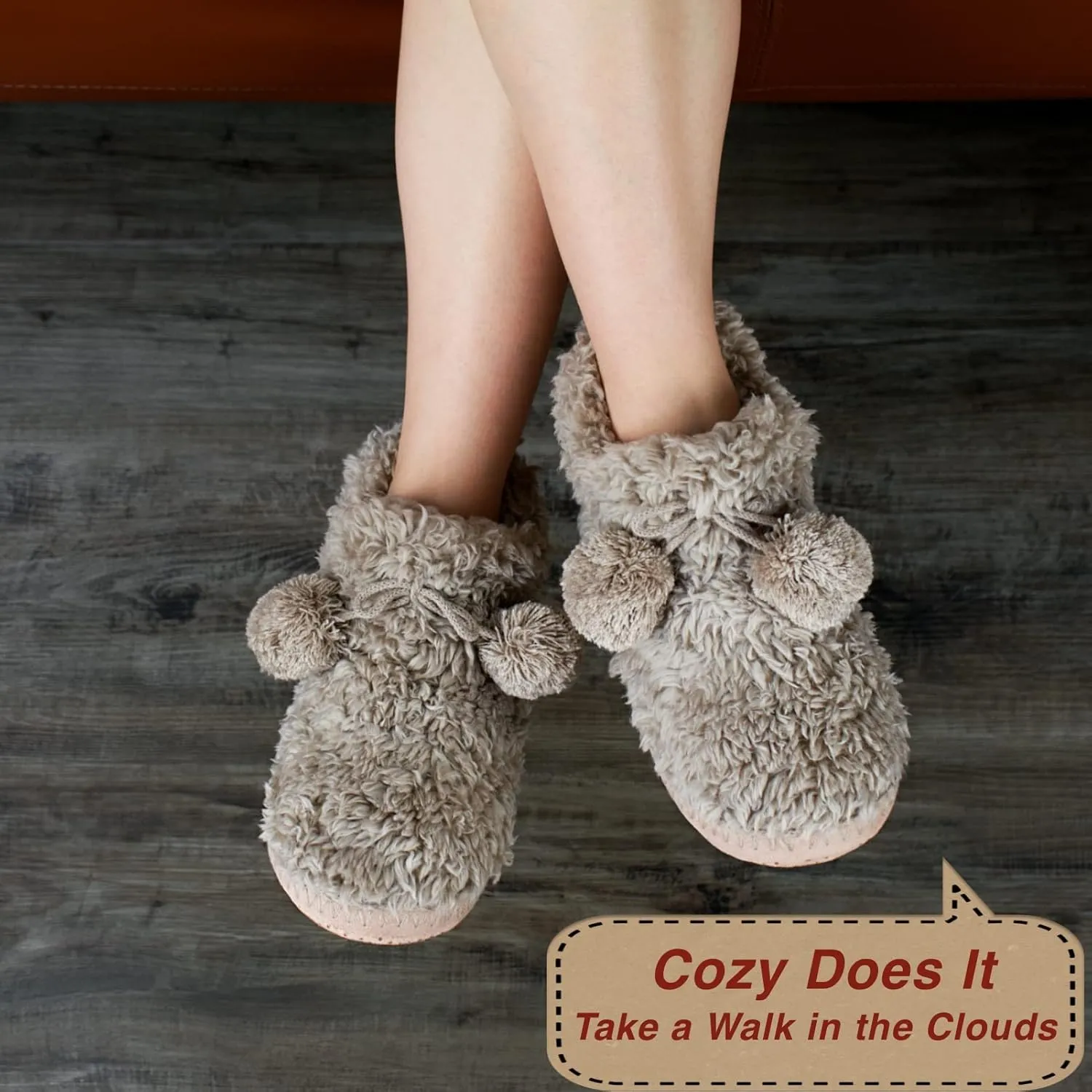 Cable Knit House Slippers for Women Indoor, Sherpa Fleece Lined Soft Loafer Shoes, Winter Warm Fluffy Bedroom Fuzzy Socks Non-slip Grippers, Cozy Gifts Unique