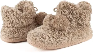 Cable Knit House Slippers for Women Indoor, Sherpa Fleece Lined Soft Loafer Shoes, Winter Warm Fluffy Bedroom Fuzzy Socks Non-slip Grippers, Cozy Gifts Unique