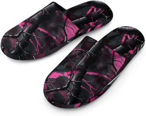 Camouflage Purple Hunting Warm Mens Slippers Winter Slip On Breathable Lightweight House Shoes Washable Indoor