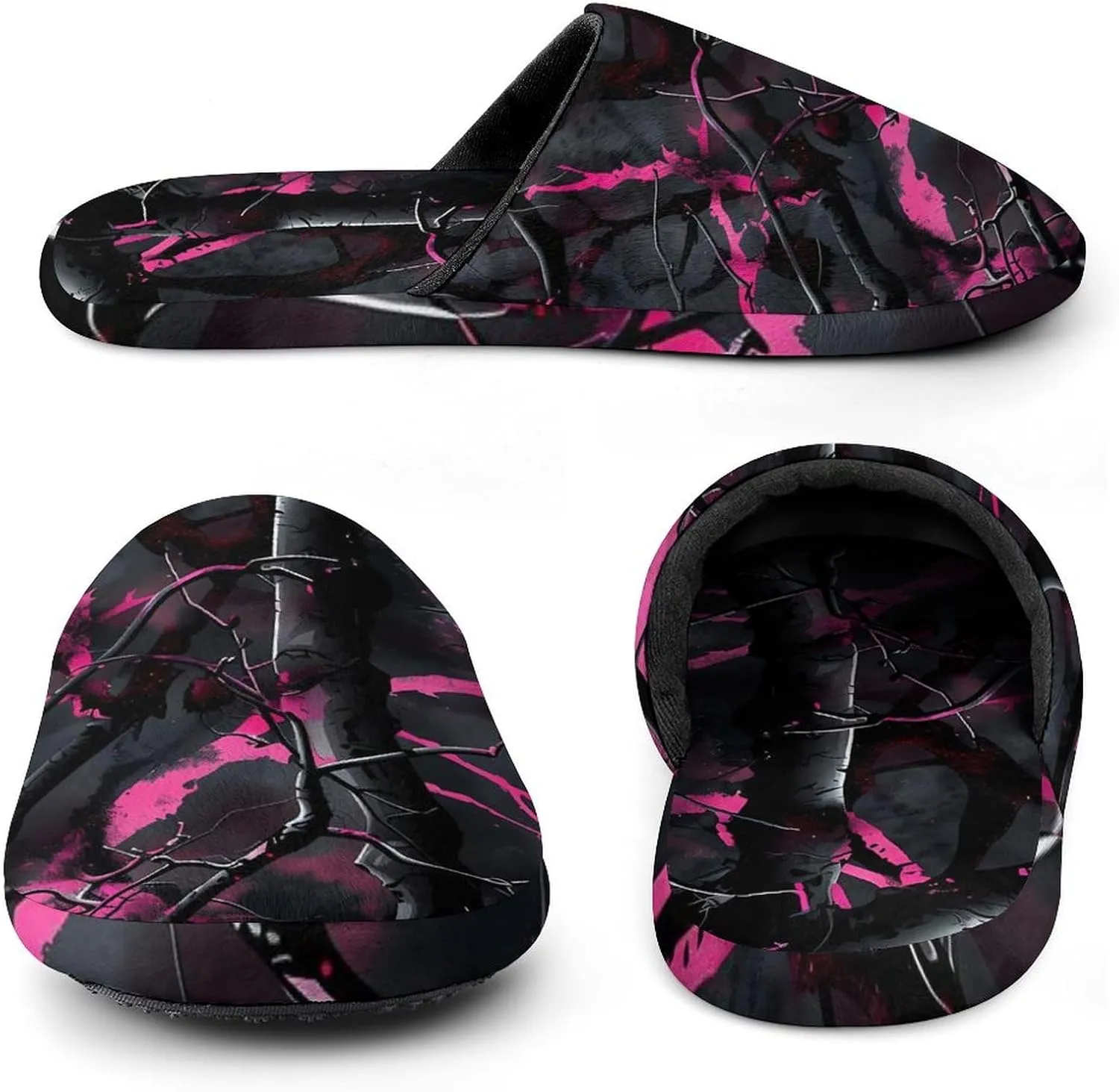 Camouflage Purple Hunting Warm Mens Slippers Winter Slip On Breathable Lightweight House Shoes Washable Indoor
